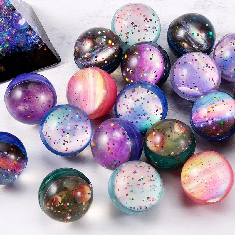 6PCS Rubber Bouncy Balls 30MM Balle Rebondissante Space Solar System Planet Theme Party Favors Prizes Birthday Gift Bag Filling 6
