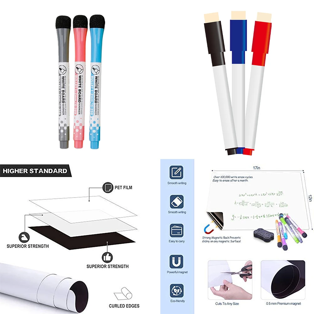 Magnetic Whiteboard A3 A4 Size Magnetic Whiteboard Dry Erase White Boards Soft Home Office Kitchen Flexible Pad Fridge Stickers Memo Message Board
