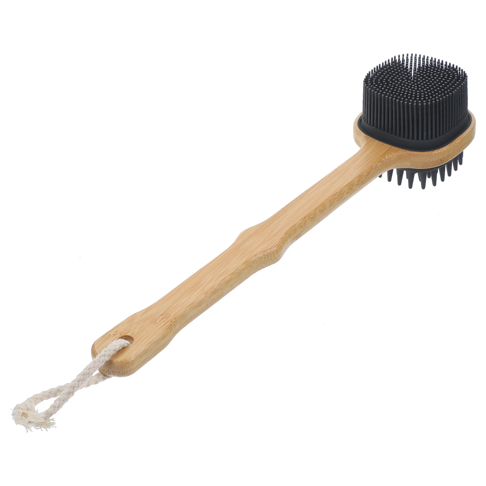 

Scrubber Bamboo Handle Bath Brush Practical Long Back Shower Body Silicone Clean