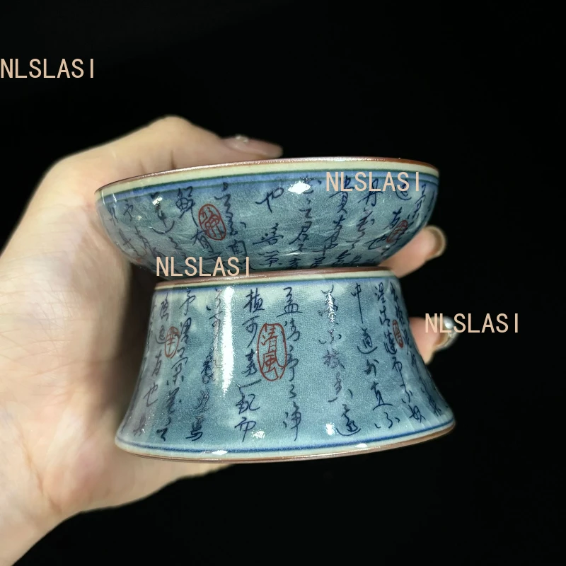 Traditional Blue and White Porcelain Fair Cup Tea Strainer Ceramic Teaware Filter Set Home Tea Divider Chinese Tea Accessories