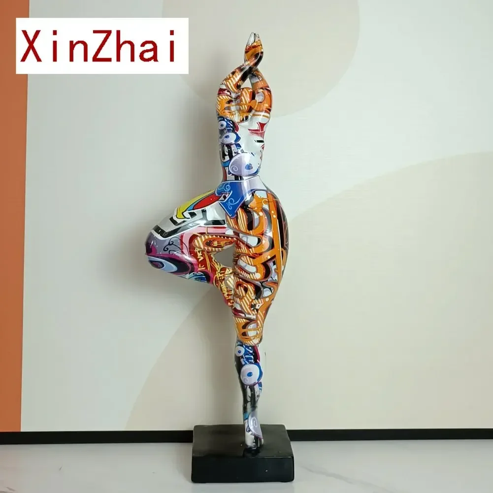 

46cm Tall Colorful Charming Abstract Lady Sculpture Woman Beauty Statue Interior Entrance Home Room Decoration Mother's Day Gift