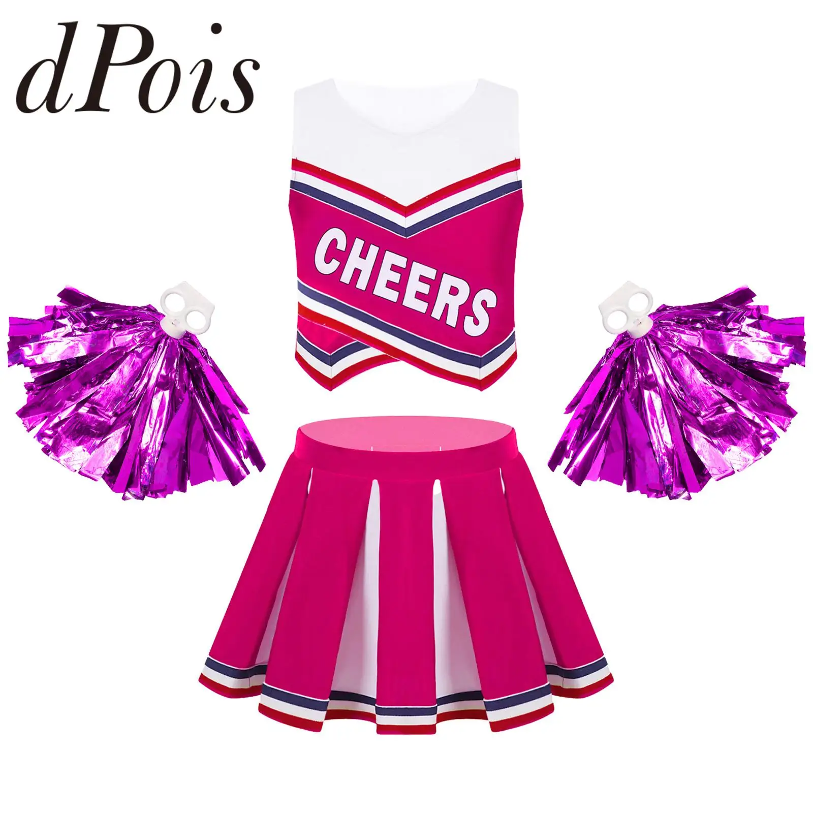 Bambini Ragazze Senza Maniche Cheer Dance Outfit Set Per Cheerleading Uniforme Cosplay Cheerleader Costume Adolescenti Dancewear Teamwear