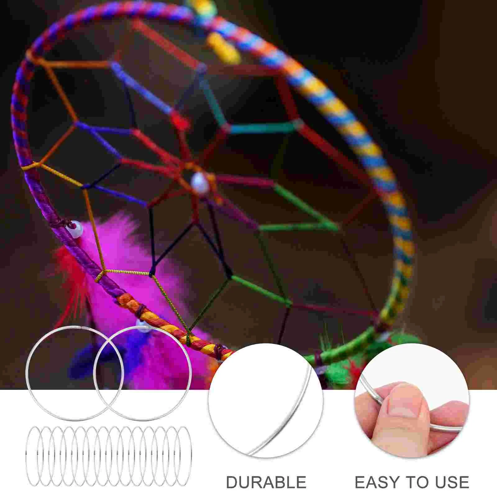 30 Pcs Metal Ring Dream Catcher Supplies Craft Making Materials Wreath Rings Wind Chimes Home Decor Metal Circles 6