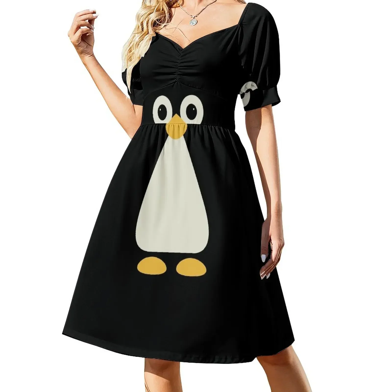 thumbnail image 1 of Vestido de manga corta pingüino vestido de noche mujer Ropa de mujer, 1 of 8