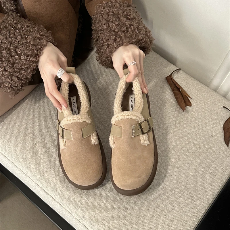 Snow Women Boots Fashion Real Wool Shoes Slip On Platform Shoes For Women Ankle Boots Waterproof Plush Winter Shoes Botas Mujer