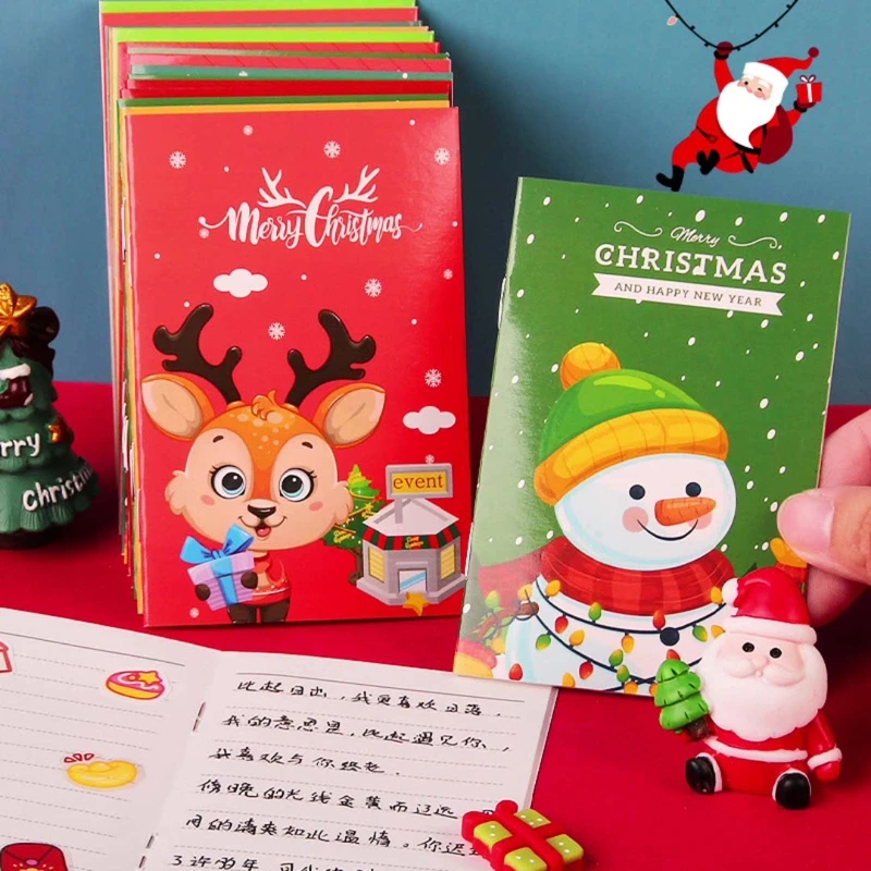 

10 Pieces Christmas Notebook Mini Cartoon Journal Notepad for Kid Adult Gift