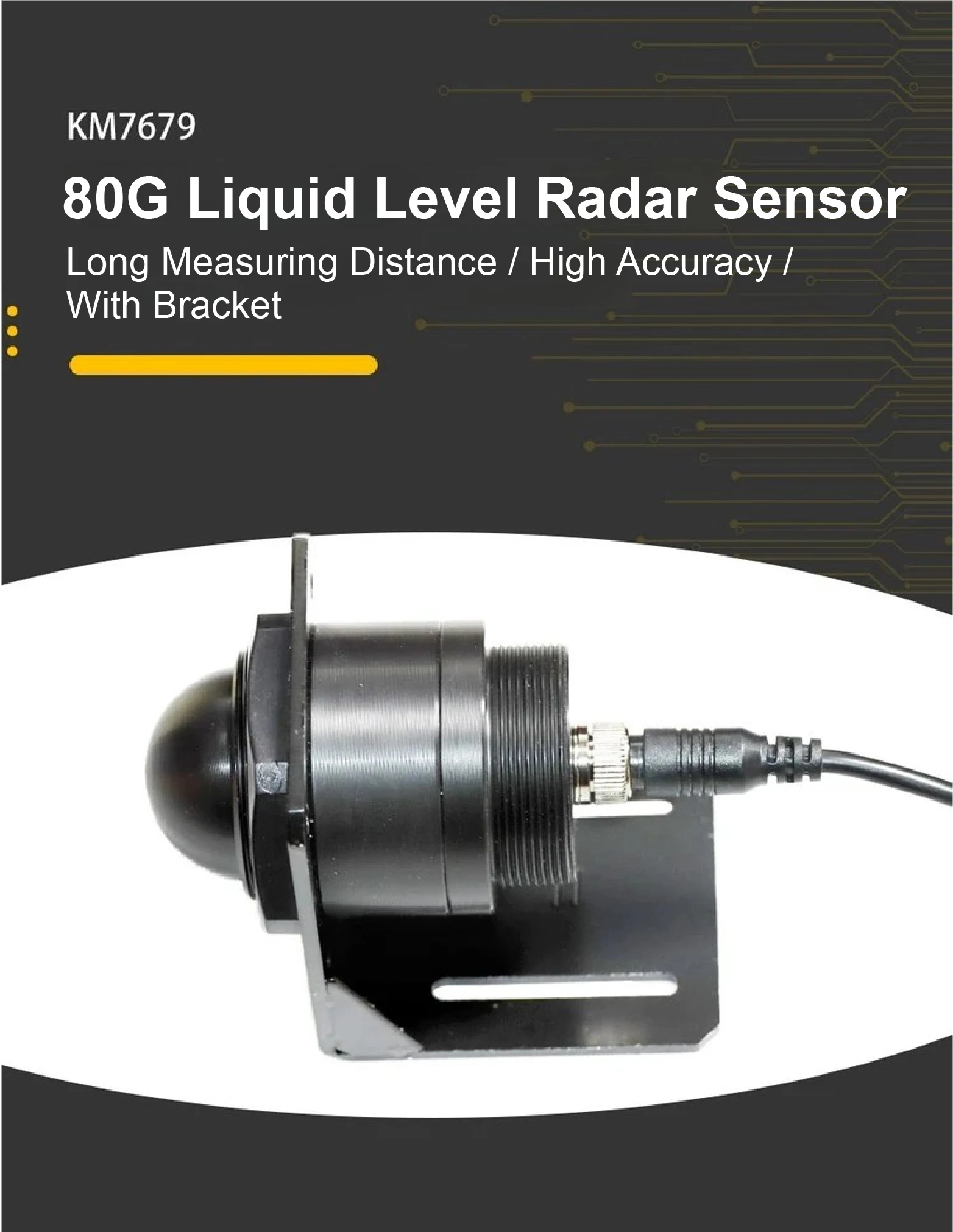 KM7679 Radar Level Transmitter Probe Water Level Sensor DC5~28V RS485 4-20mA 0-