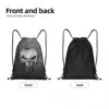 Skeleton Skull Heavy Metal Punishers Drawstring Backpack Women Men Sport Gym Sackpack Portable Shopping Bag Sack 2