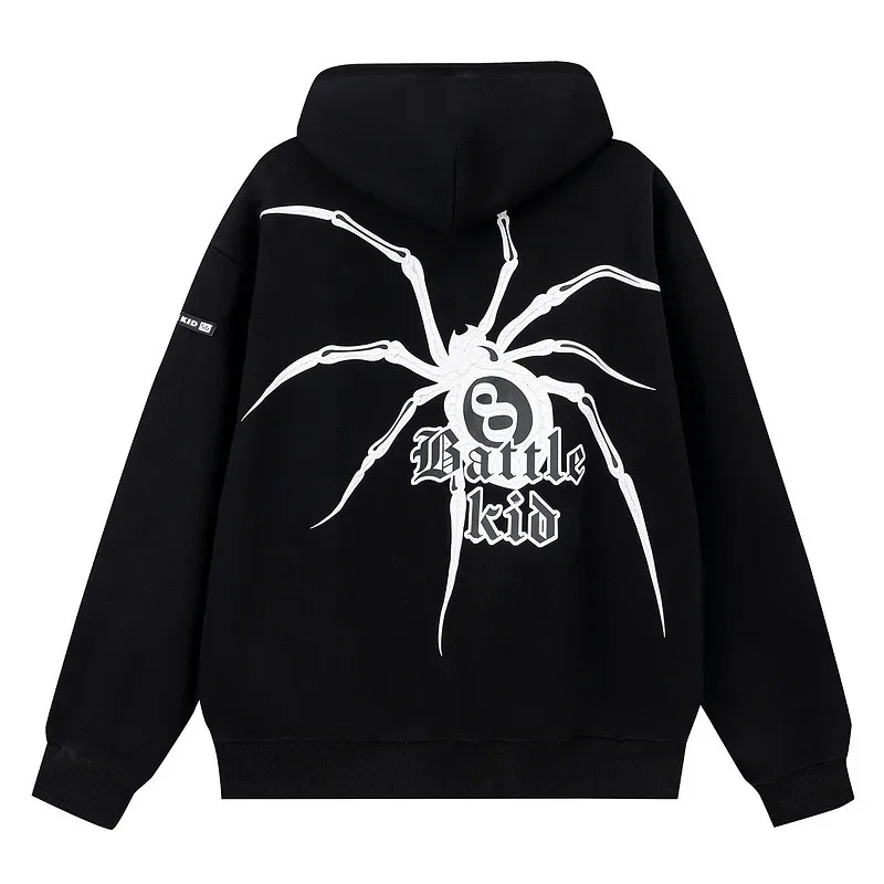 

Autumn Letter Print Hooded Pullover American Retro Women's Trend Spring Loose Casual Tops Y2k Hoodies Spider Hip-hop Sweatshirts