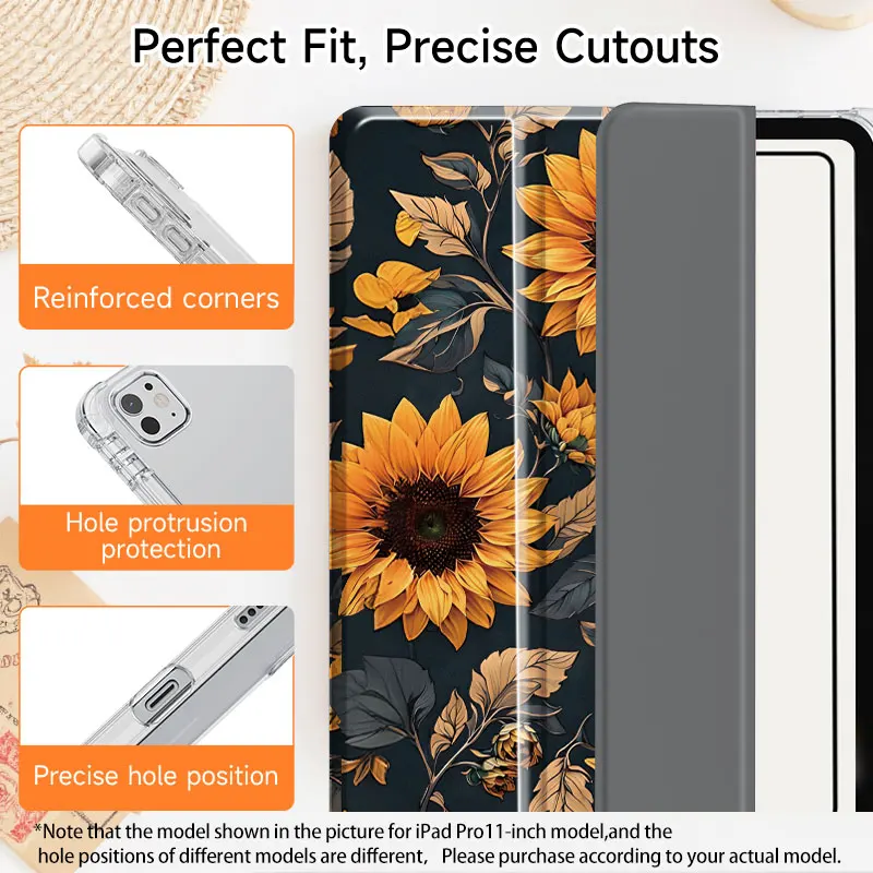 Premium Leather Folding Tablet Sleeve with Soft Silicone Stand and Cover