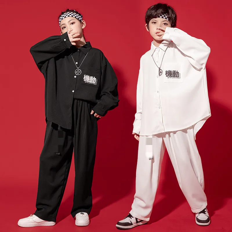 

Children Jazz Dance Costumes White Loose Hiphop Outfits Boys Streetwear Ballroom Hip Hop Dancing Festival Rave Clothes