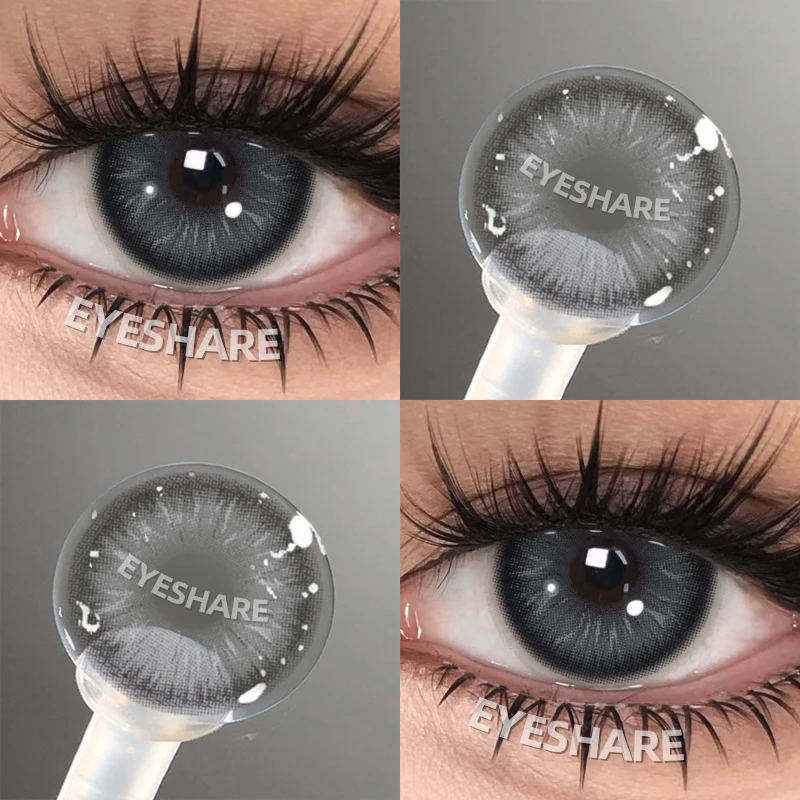 EYESHARE 1 Paar Farbige Kontaktlinsen für Augenfarbe, Natürliches Schwarz, Grau, Blau, Kosmetische Schönheitslinsen – Detail 3