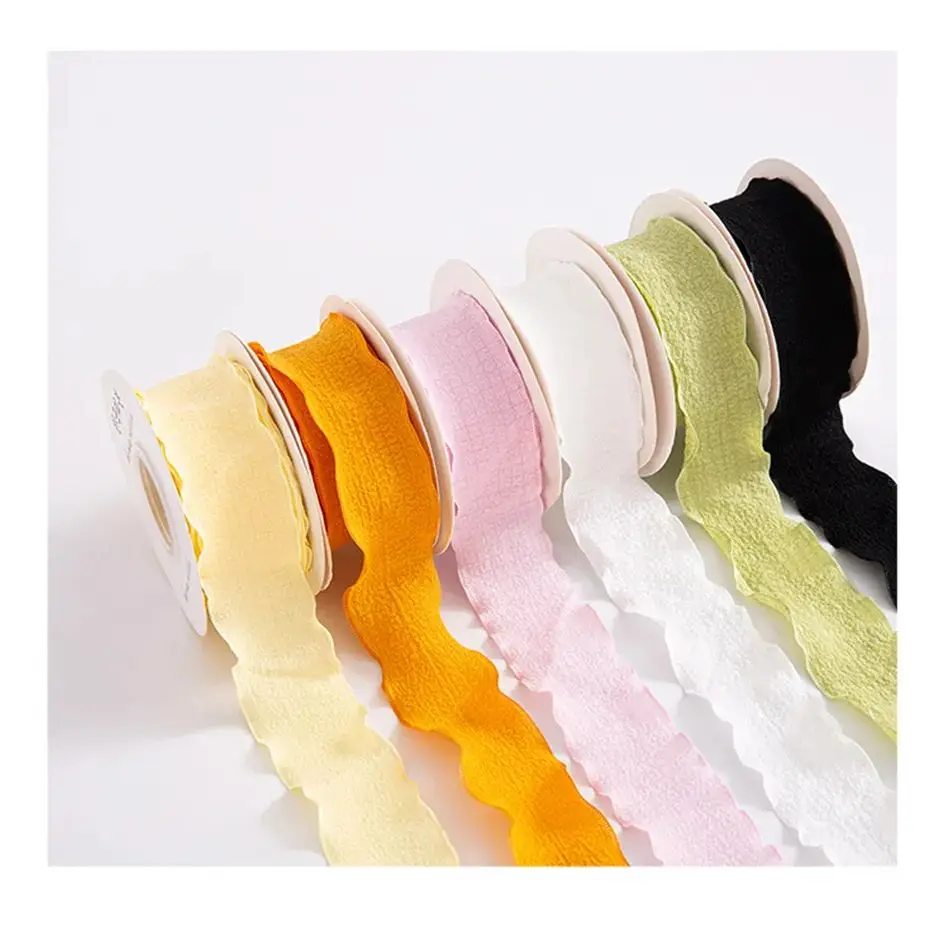 4CM Width Linen Wedding Chiffon Silk Ribbon For Gifts Packing ​Lace Wrapping Ribbons for Crafts Bridesmaid Gift Wedding Supplies