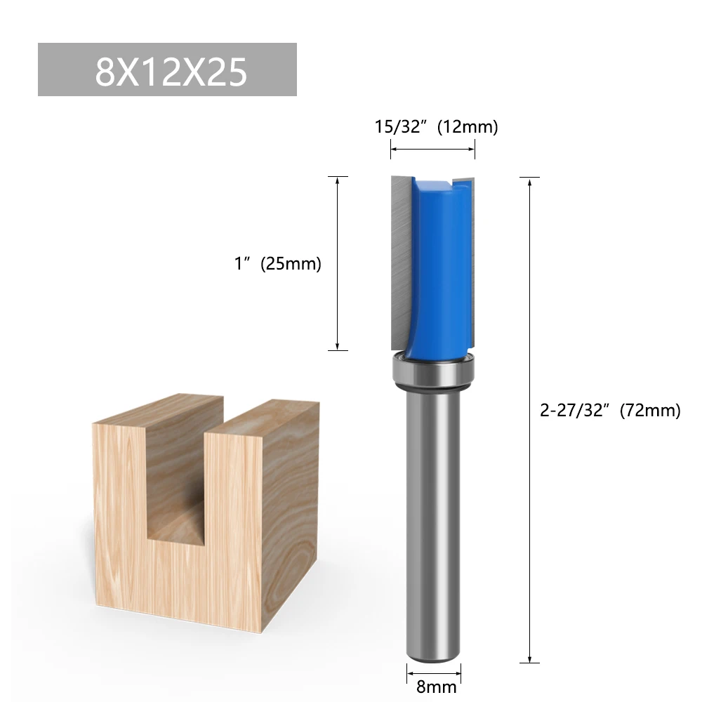 3-teiliges 8mm Schaftfräser-Set mit Ober- und Untergelenk, 1/2 Zoll Klinge, Schablonenfräser für Holzbearbeitung, Tischlerwerkzeug MC02210 – Detail 4