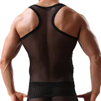 Transparent Undershirt See-Through Sleeveless Shirt Mesh Breathable Bodybuilding Fitness Vest Sexy Men Singlet - Image 4