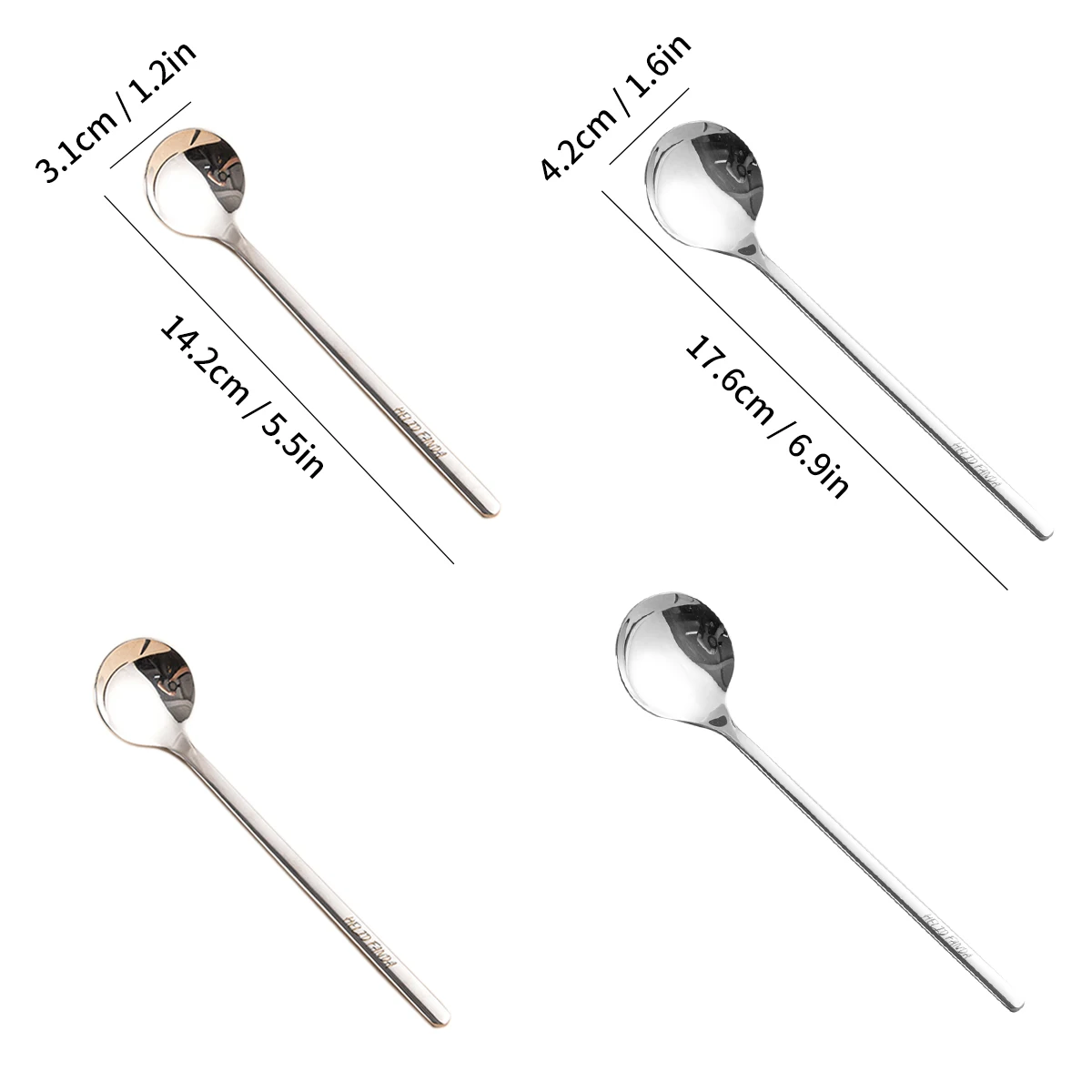 2/4PCS 316 Stainless Steel Cake Dessert Spoon Long Handle Soup Spoon Reusable Co