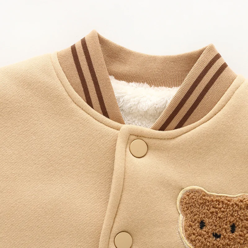 0-5 Y Autumn and Winter Baby Clothes Plush Baseball Jacket Cotton Clothing Girls Babies Boys Thick Top Children's Hoodie