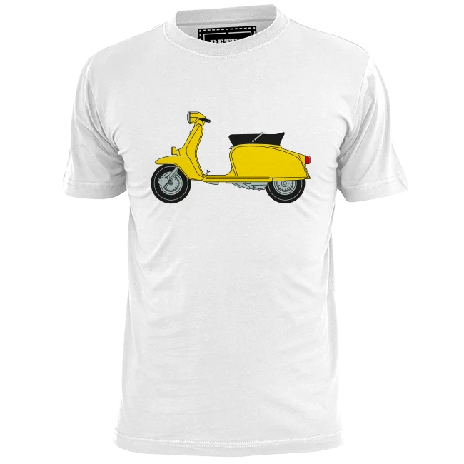 Maglietta Da Uomo Gialla In Lambretta Mod Vespa Weller Jam Scooter Boy Girl