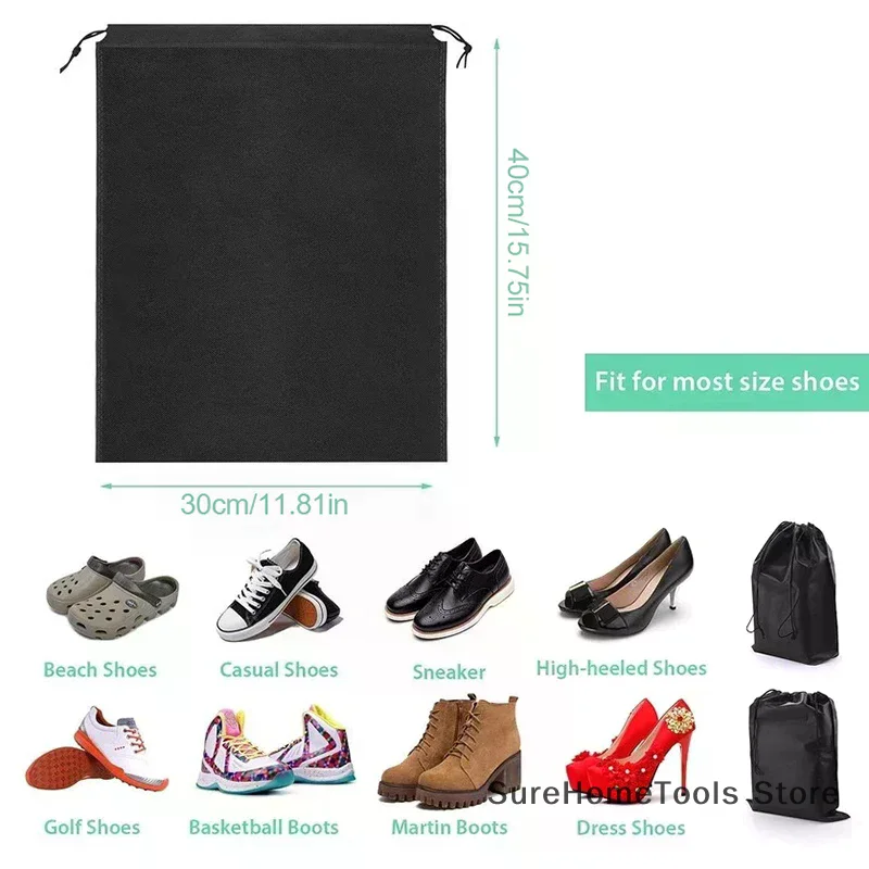 Non-woven Shoe Travel Pouch Portable Tote Drawstring Storage Bag Organizer Travel Accessories Pouch Drawstring Bag
