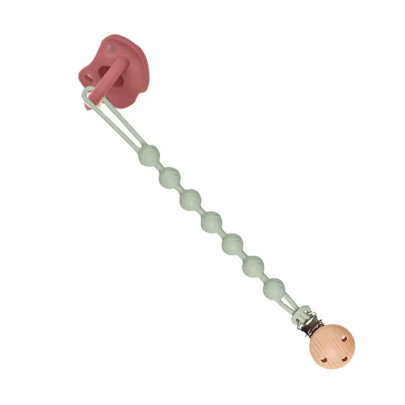 

Silicone Pacifier Clip Beads Pacifier Holder With Stainless Steel Clip Flexible Baby Pacifiers Clips For Birthday Christmas A
