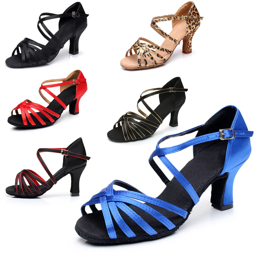 

Women Shoes Professional Ballroom Latin Dance Shoes Women Heels Sandals Satin Tango Elegant Ballroom Party Dancing Shoes
