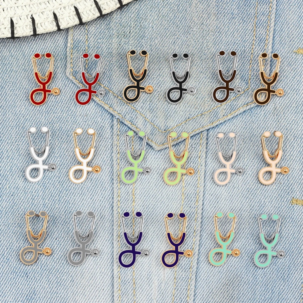 Enamel Pins 18 styles Colorful Brooches Doctor Nurse Stethoscope Enamel Pins Medical Denim Jackets bag Jewelry Button Badges Gifts