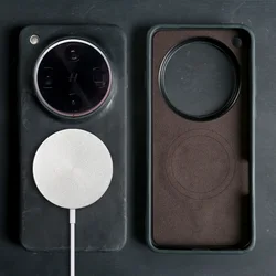 Custodia per telefono aziendale in pelle genuina magnetica artigianale - Design Crazy Horse con compatibilità MagSafe