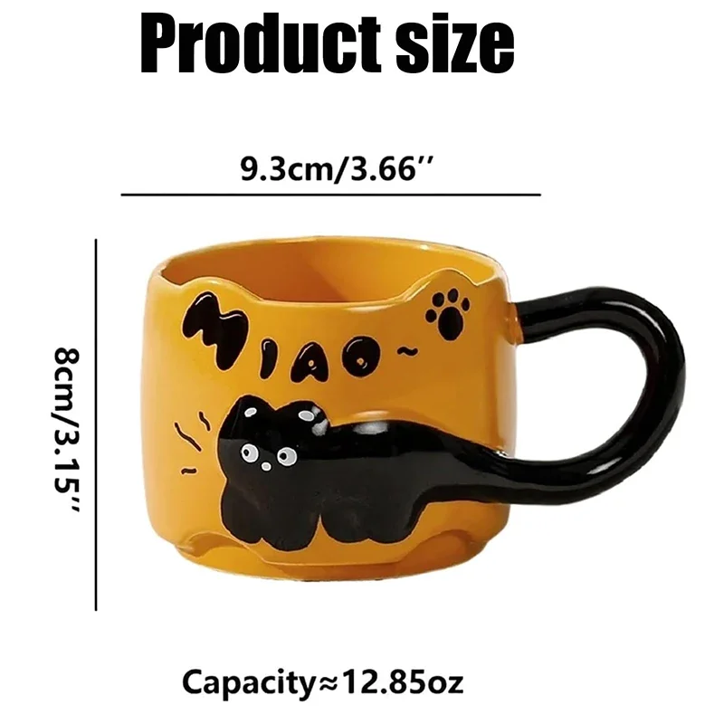 Detailed view of the adorable cat tea cup design and glossy ceramic finish.