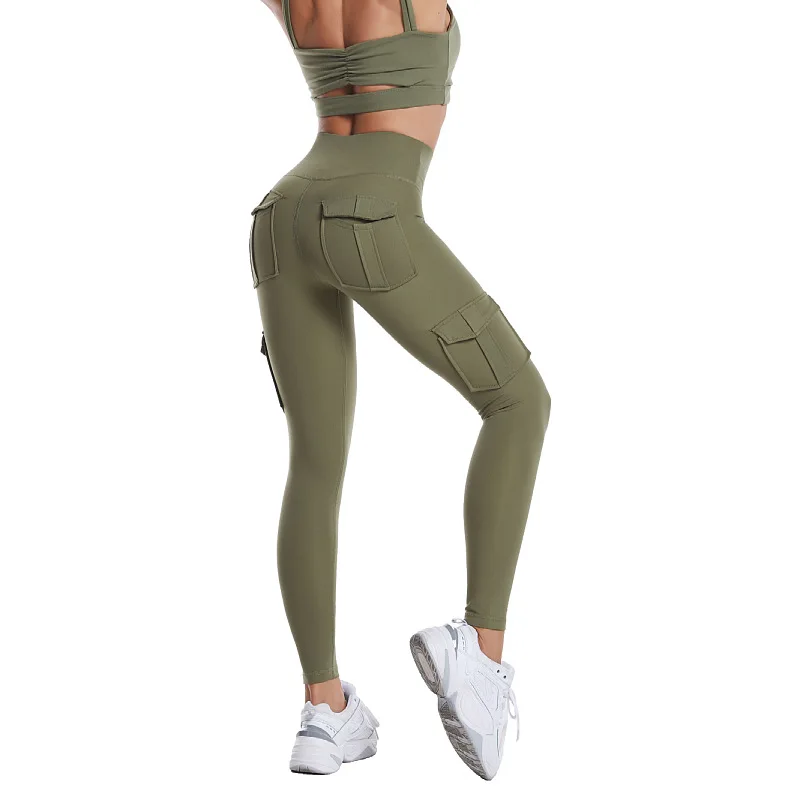 2024 Multi-pocket Pants Yoga Pants High Waist Push Up Woman Tights Fitness Workout Leggins Tie Dye Yoga Pants 6