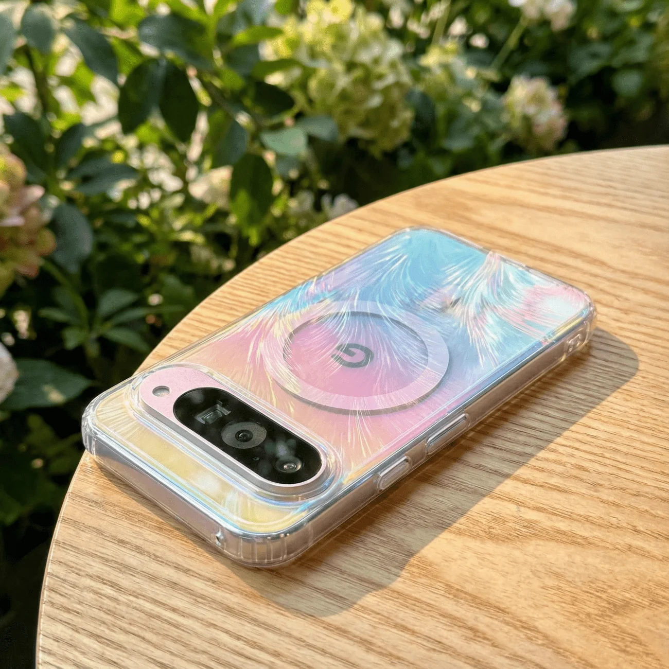 Gradient Laser Feather Pattern Magnetic Case with Magsafe Wireless Charging Capability and Colorful Design