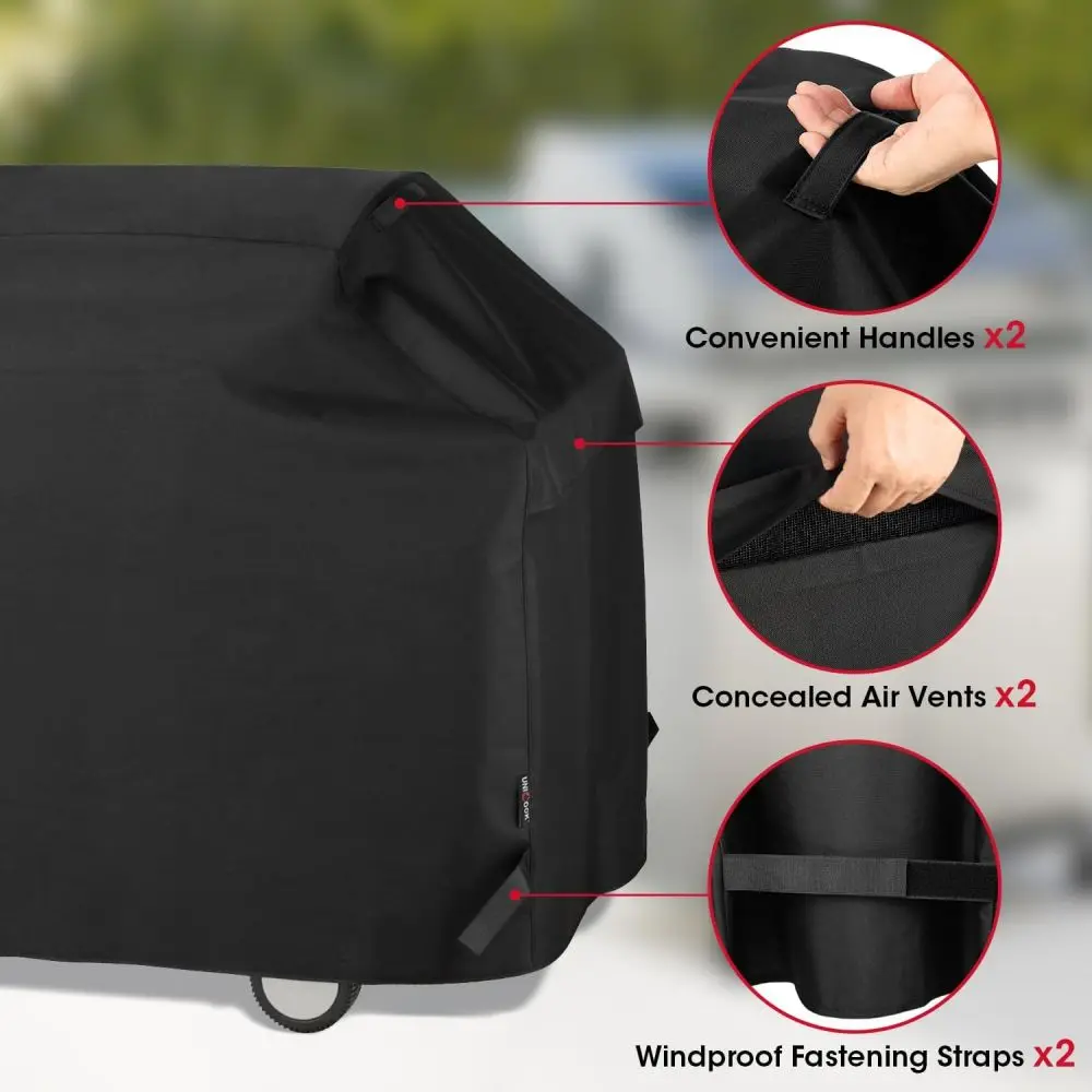 Grill Cover 58 in Waterproof BBQ Gas Grill Cover Polyester Easy On/Off Dustproof Fade Resistant for Weber Char-Broil Nexgrill
