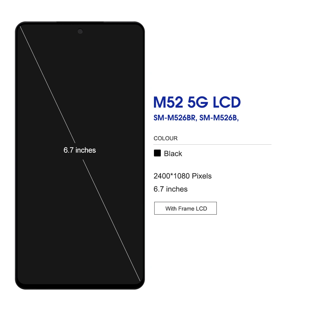 LCD 디스플레이 터치 스크린, 프레임 디지타이저 어셈블리 수리 부품, AMOLED M526B, 삼성 M52 5G M526