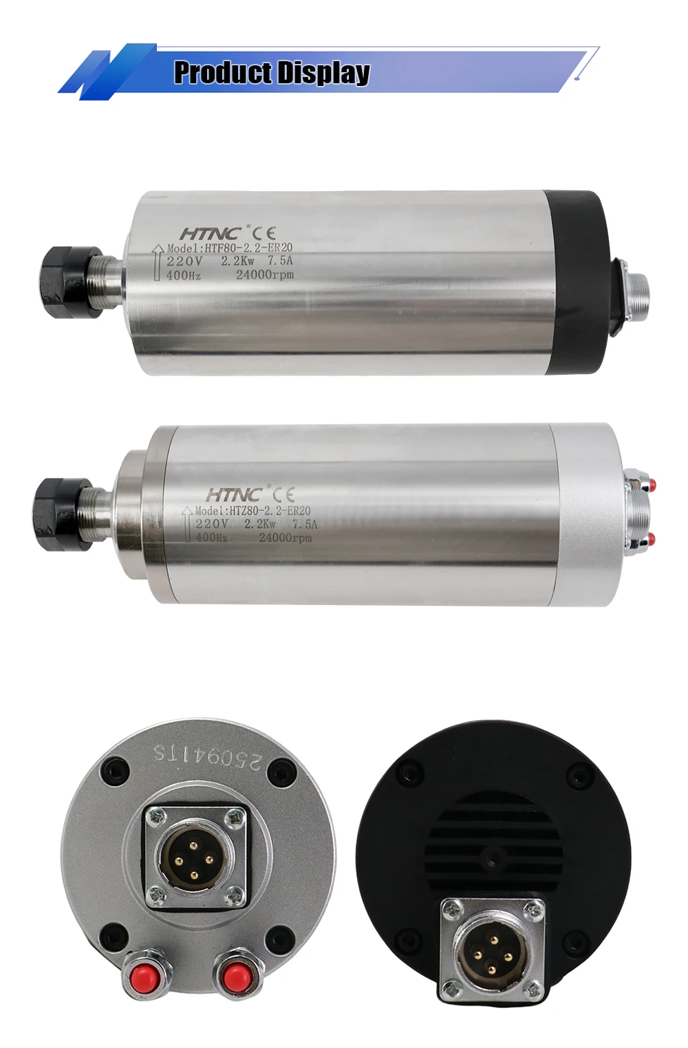 2200w 80mm Round Spindle Motor For wood aluminium soft metal ER20 400hz 24000rpm