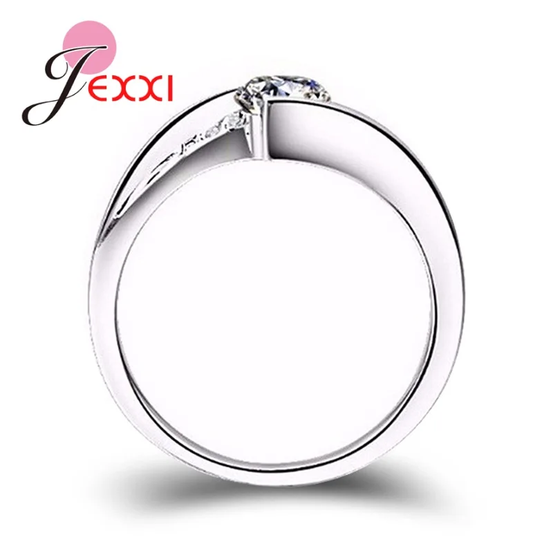 Amazing Style Full Size Shiny CZ Finger Rings Women Girls 925 Sterling Silver Birthday Party Jewelry Wholesale 3