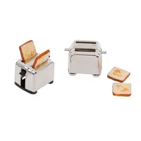 Cute Simulation Food Mini Kitchen Toy Playing House Doll Accessories Toast Machine Miniature Toaster With 2PCS Bread 2