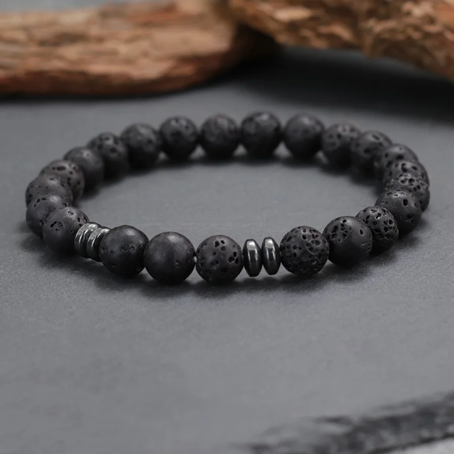 Noter New Handmade Tiger Eyes Lava Hematite Stone Healing Bracelet Men Women 8 Colors Various Size Leisure Versatile Accessories
