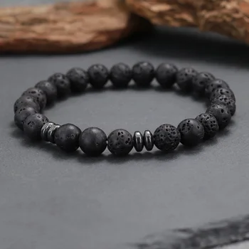 Noter New Handmade Tiger Eyes Lava Hematite Stone Healing Bracelet Men Women 8 Colors Various Size Leisure Versatile Accessories