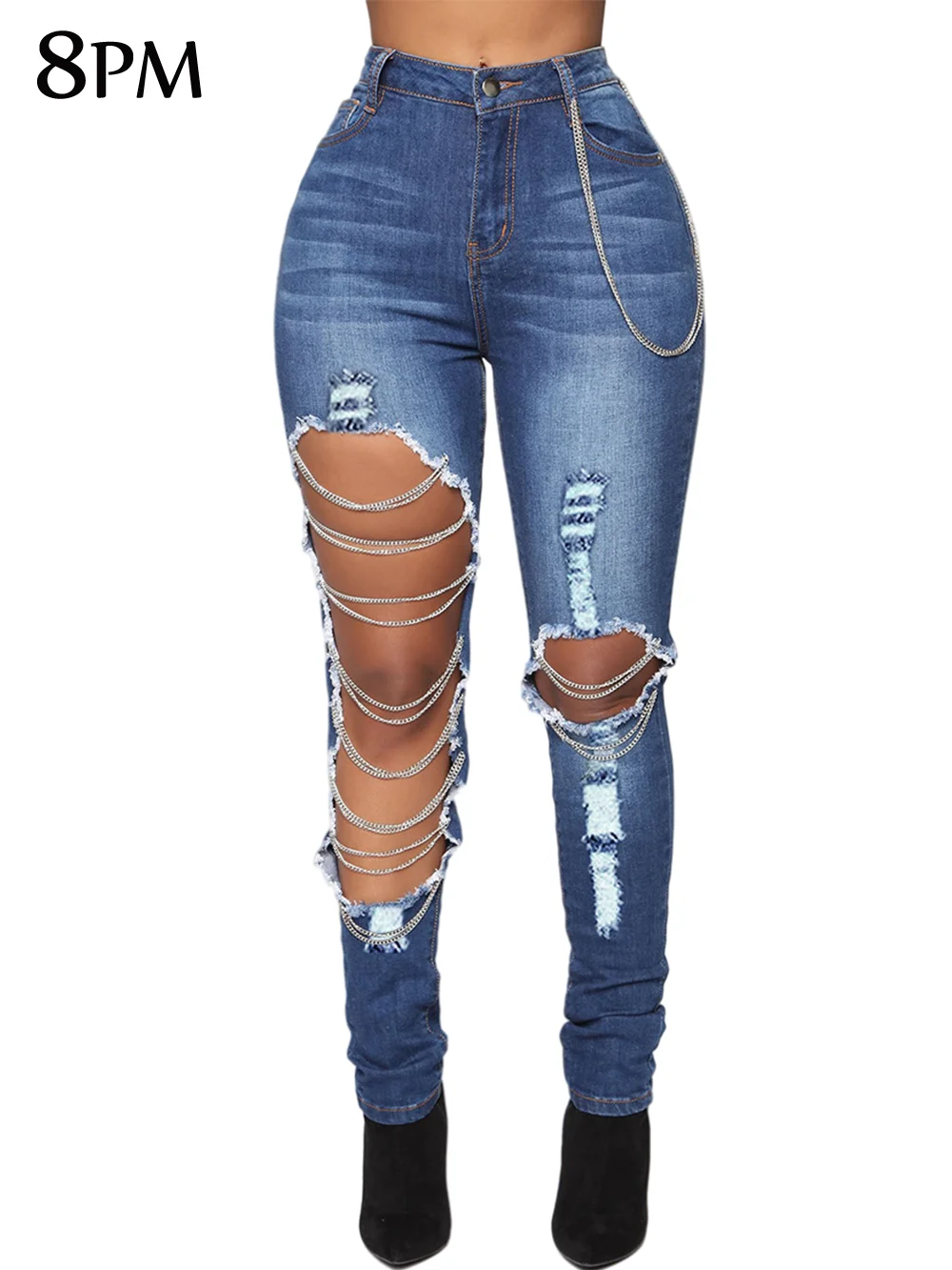 Women's Boyfriend Jeans Distressed Slim Fit Ripped Denim Pants