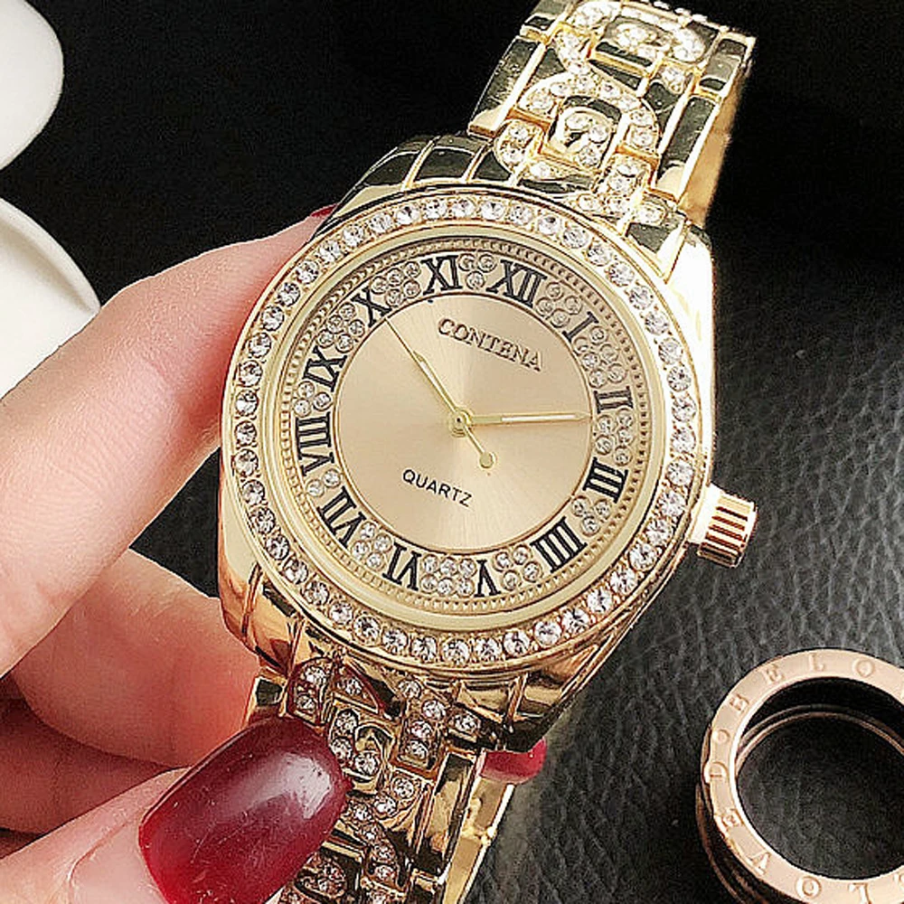 New Geneva Classic Ladies Watches Luxury Brand Stainless Steel Roman Numeral Display Watch For Women Reloj Mujer Feminino