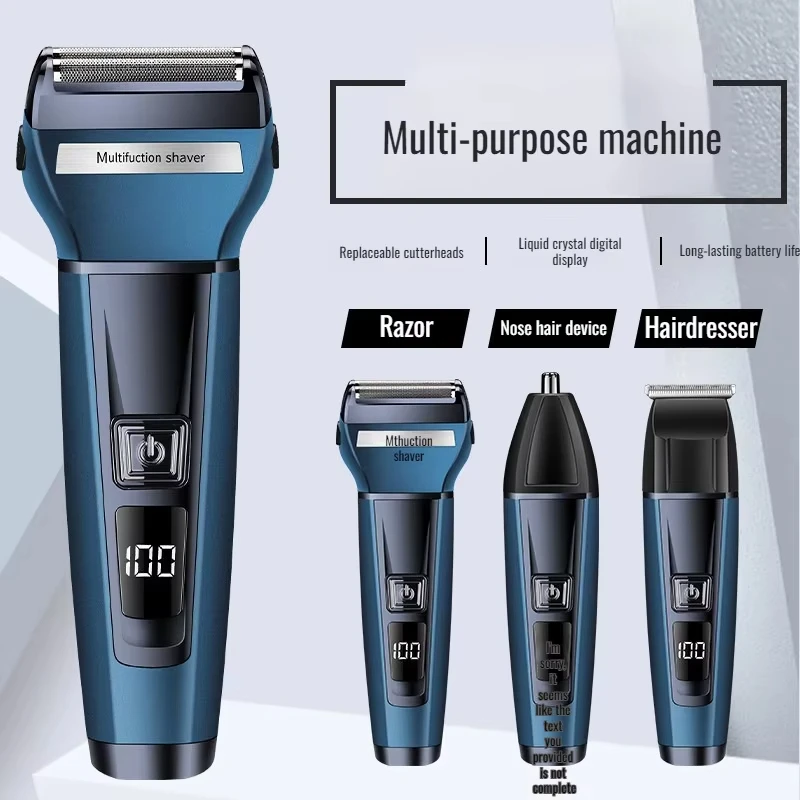 Xiaomi Men's 3-in-1 Shaver Digital Display Multifunctional Nose Hair Remover Hair Clipper Nit Electric Shaver Razor Rechargeable 2