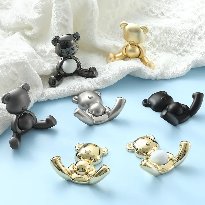 

Gold Kitchen Accessories Cabinet Door Hook Children's Room Cartoon Bear Hanging Clothes Hook Home Accessories Bathroom Organizer