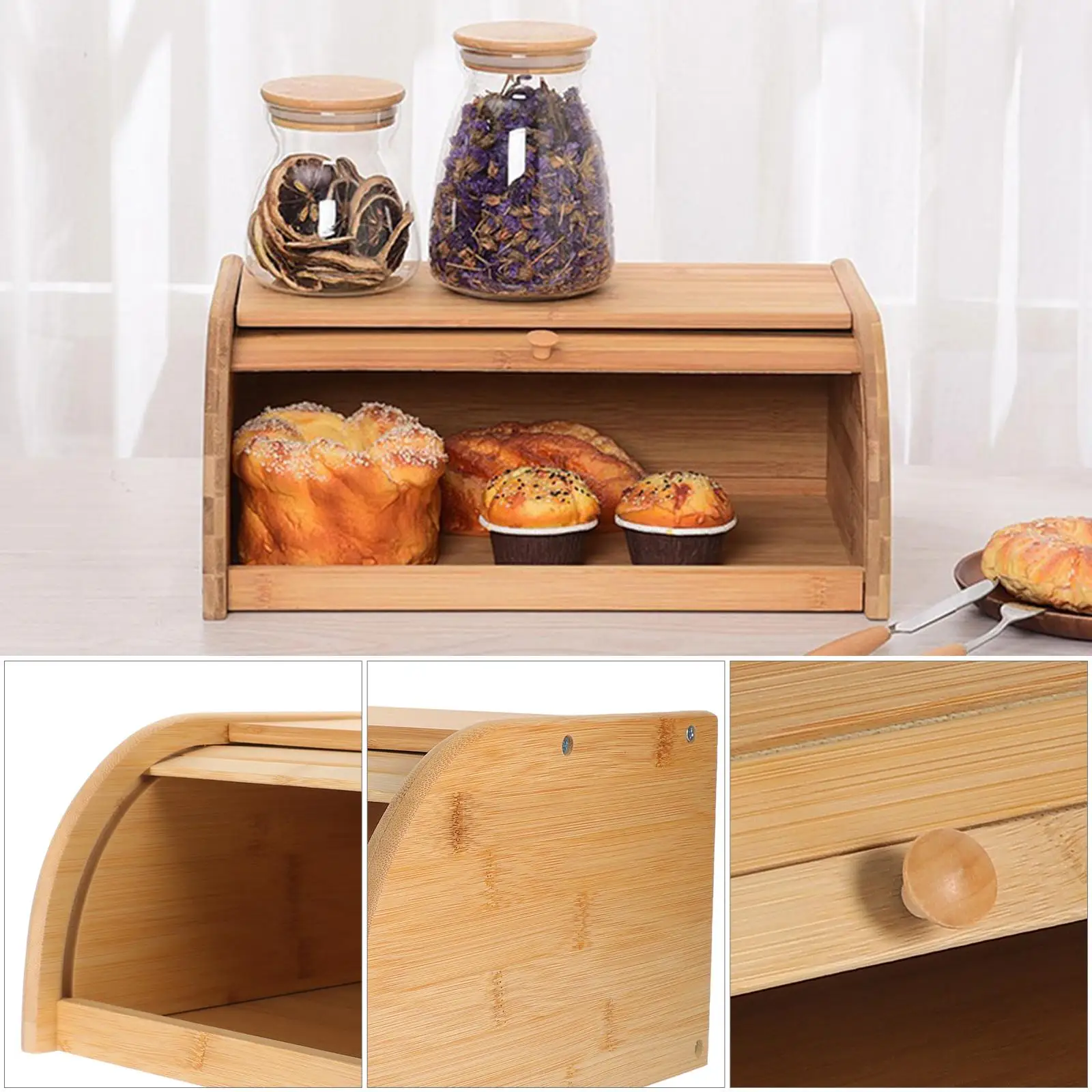 Bamboo Bread Bamboo Bread Box Box Home Kitchen Storage Container Wooden Food Bin Eco Friendly ganizer Case Dessert Plates