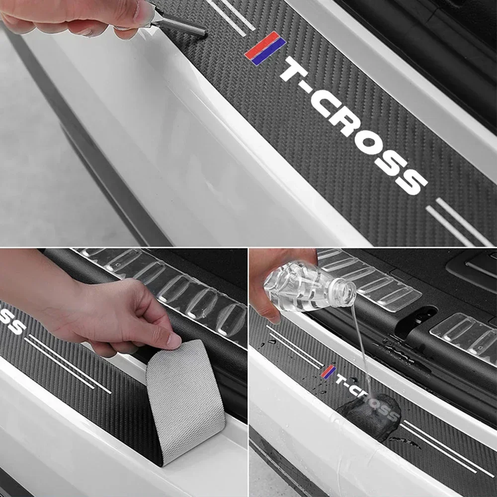 폭스바겐 VW T-CROSS 폴로 골프 제타 비틀 티구안 GTI 용 자동차 뒷문 트렁크 프로텍터 임계값 범퍼 스크래치 방지 스티커