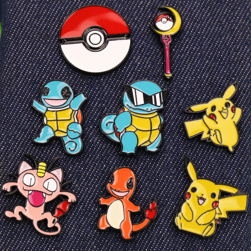 

One piece Pokemon Pikachu Cartoon Anime Metal Enamel Brooch Badges Backpack Hat Shirt Lapel Decoration Accessories Gift for Kids