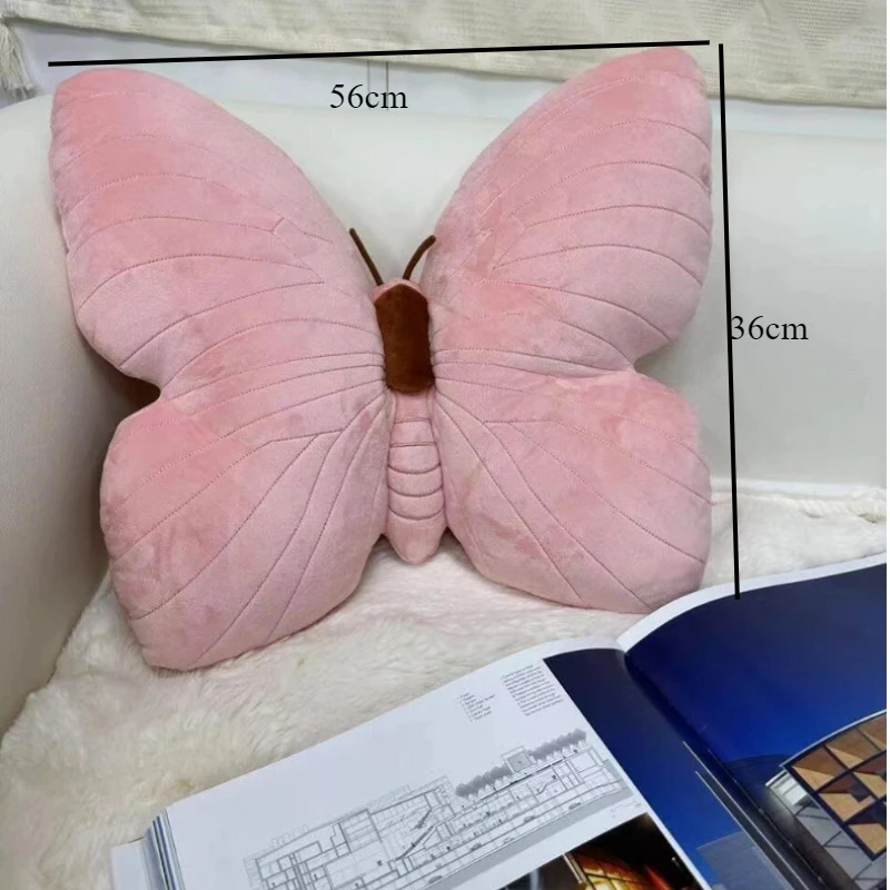 Home Decoration Soft Pink Butterfly Pillow Bedside Pillow Girly Heart Butterfly Pillow Cute Pillow Floor Cushion  Chair Cushion 6