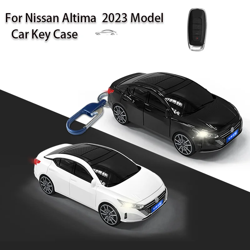 Leather Key Fob Case For Nissan - Full Protection Cover For X-Trail, Rogue, Altima, Etc. (Blue)