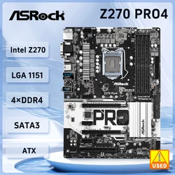 LGA 1151 Motherboard ASRock Z270 PRO4 Motherboard Intel Z270 Z270M DDR4 64GB PCI-E 3.0 USB3.1 ATX For 7th/6th Gen Core cpus