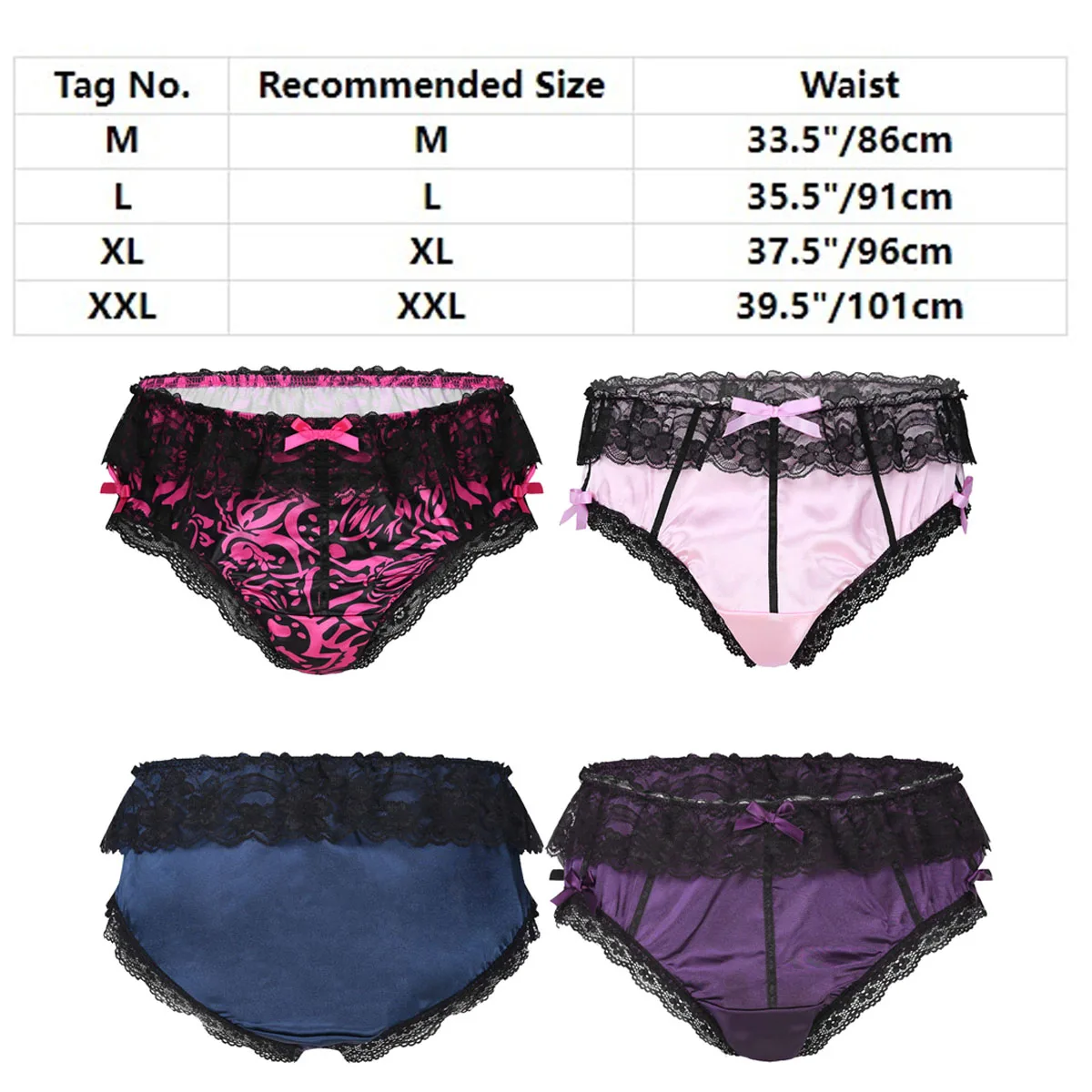 Soft Shiny Satin Ruffled Bloomers Crossdressing Men Lingerie Tiered Skirted Bikini Briefs Sissy Panties for Male Gay Underwear Mens Underwear