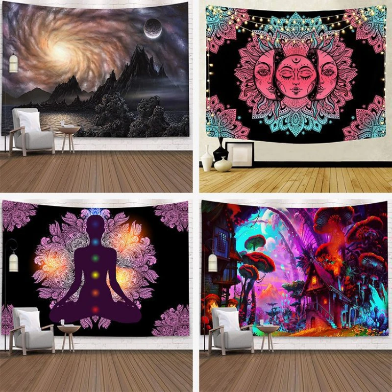 

Tarot Sun Face Wall Tapestry Mysterious Yoga Wall Hanging Aesthetic Psychedelic Sofa Room Home Decor 200x150 Cm Dorm Beds