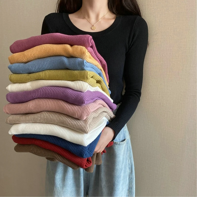 

Women Sweater O-neck Autumn Winter Basic Pullover Warm Casual Pulls Jumpers Korean Fashion Spring Knitwear Bottoming Shirt 2023